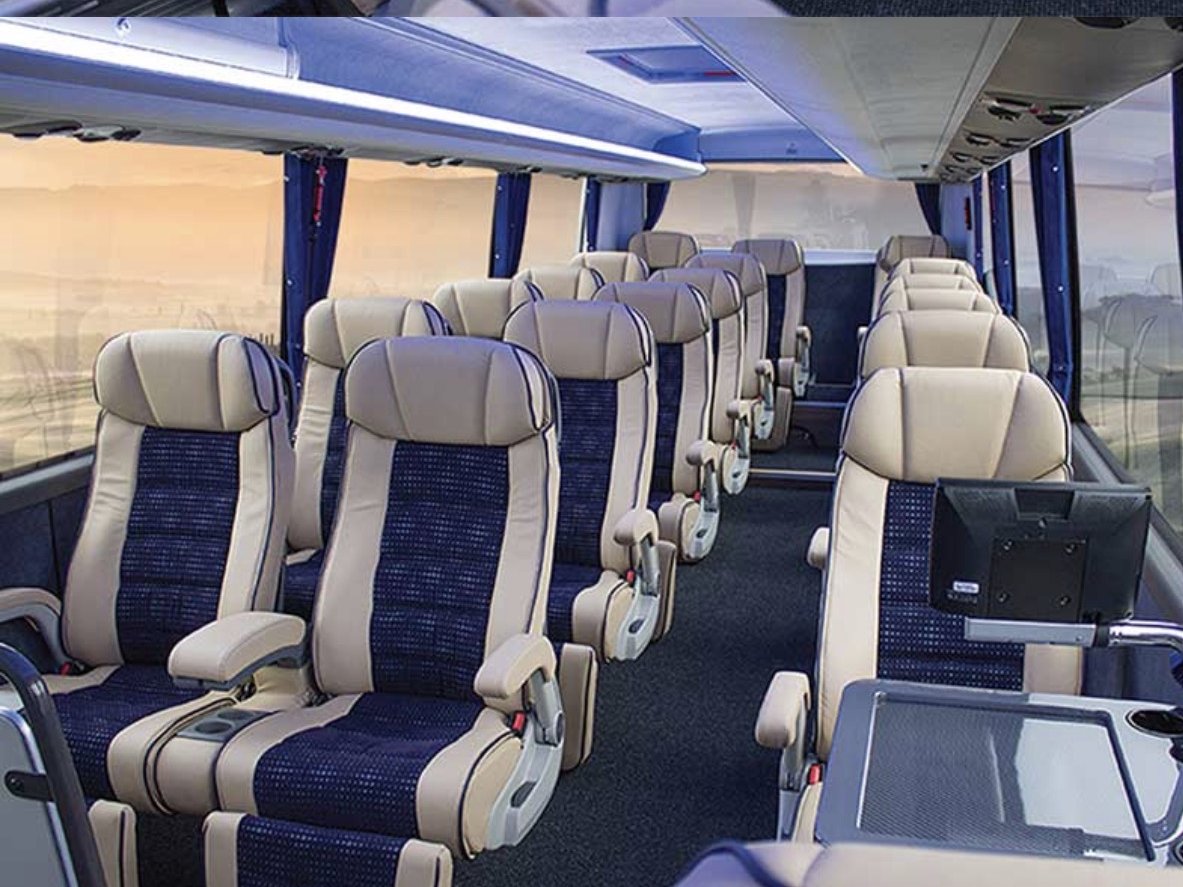 Luxuria coach cabin with rows of premium seating